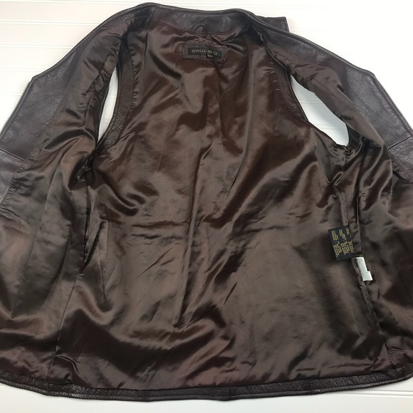 Otello Pelle Leather Full Zip Vest w Pockets - Picture 6 of 13